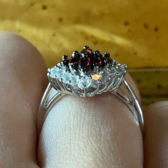 Natural Anthill Garnet Sterling Silver Ring Size 6 - Picture 2 of 9